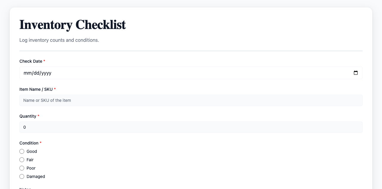 Inventory Checklist