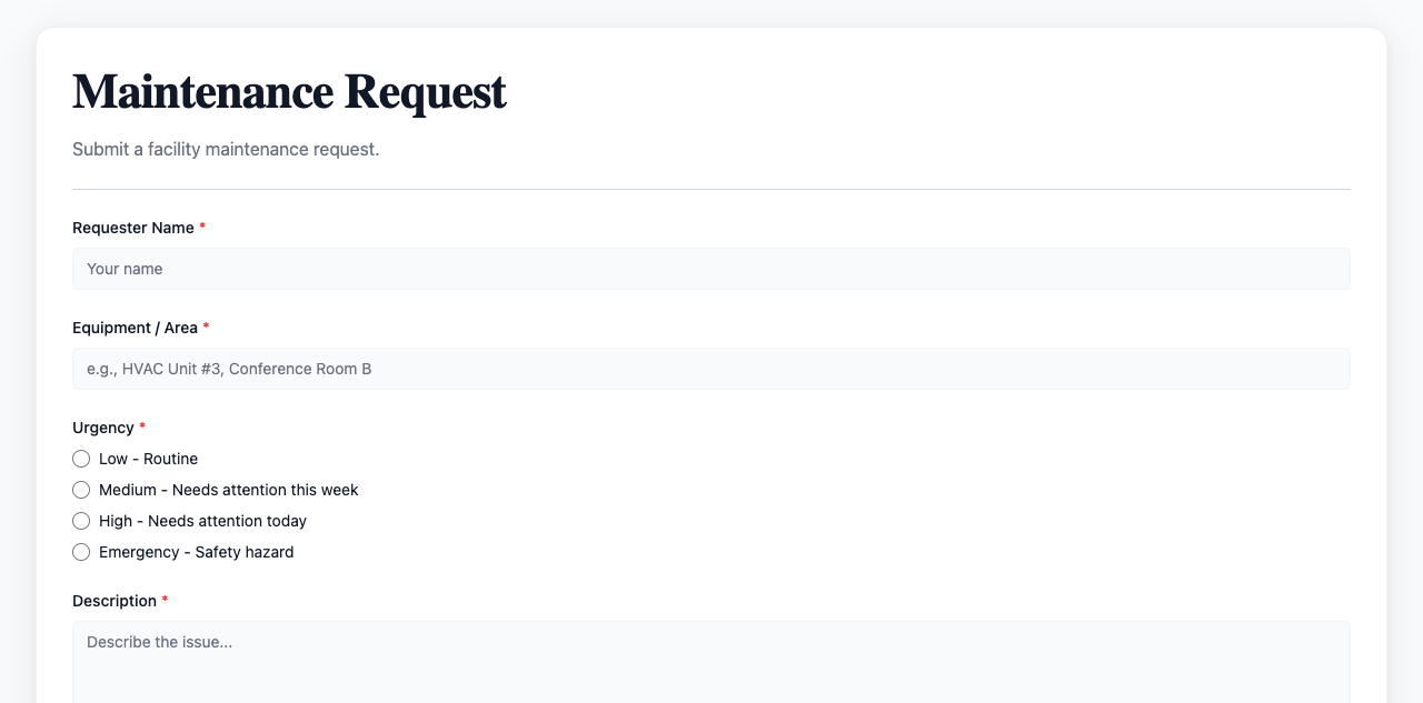 Maintenance Request