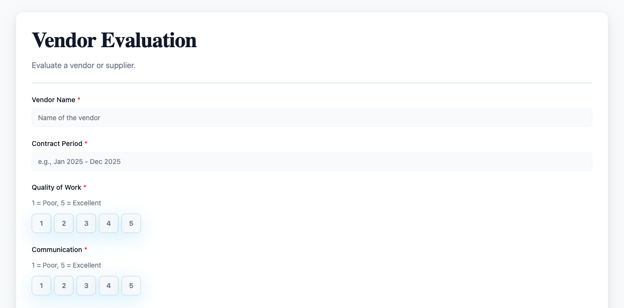 Vendor Evaluation